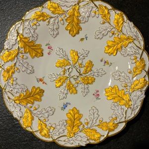 Meissen gold leaf decorated and relief moulded splendor bowl, 11 inches
